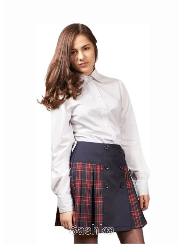 Спідниця для дівчинки підлітка Sashka шкільна червоно-синя клітинка, розмір 152-176